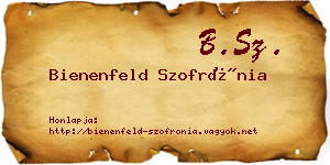 Bienenfeld Szofrónia névjegykártya